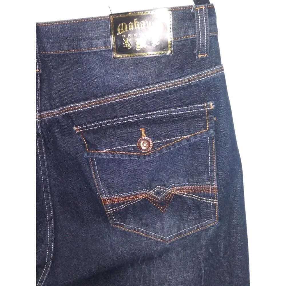Makaveli Branded Mens Jeans Size 40/26.5 short dark wash high rise straight EUC